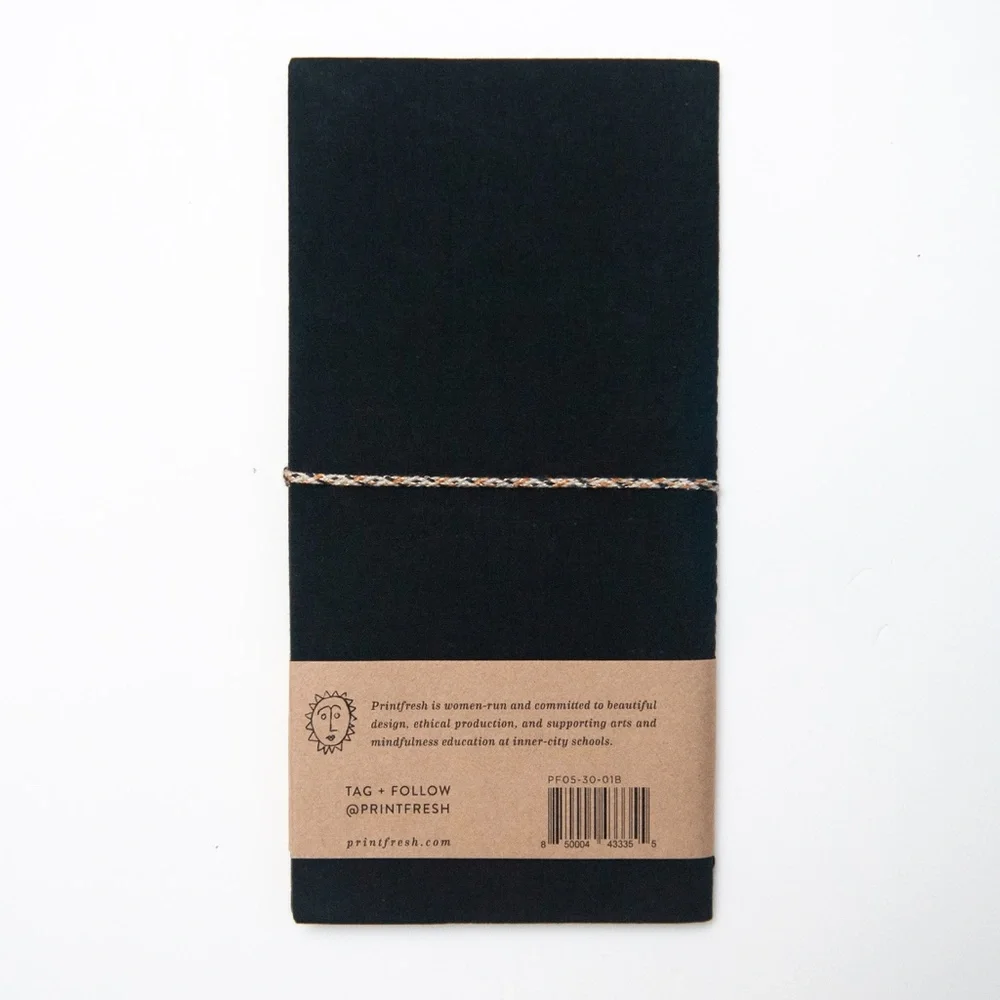 Print Fresh Fabric Travel Journal 10-Day Itinerary in Black